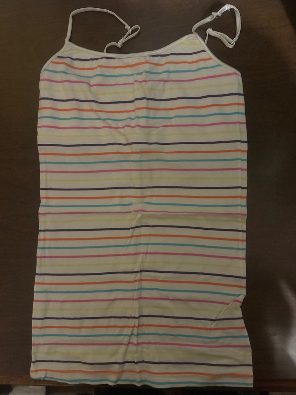 Striped White Camisole Tank Top with Multicolor Stripes